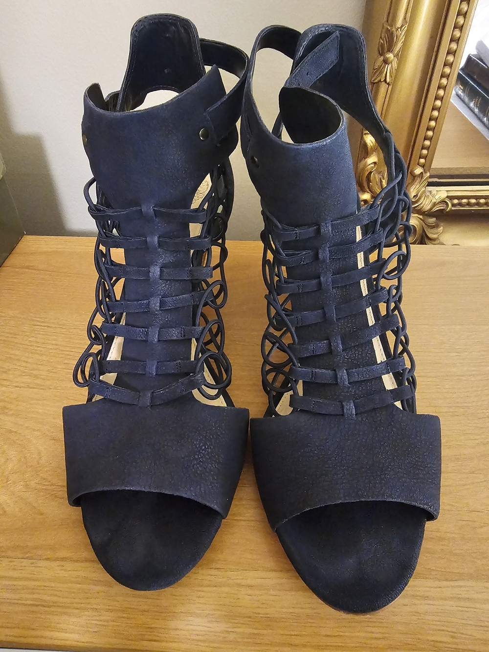 Vince Camuto VC-EVEL Midnight Blue Caged Heels Sandals 13M